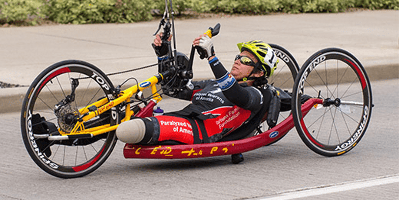 Man exercising though handcycling